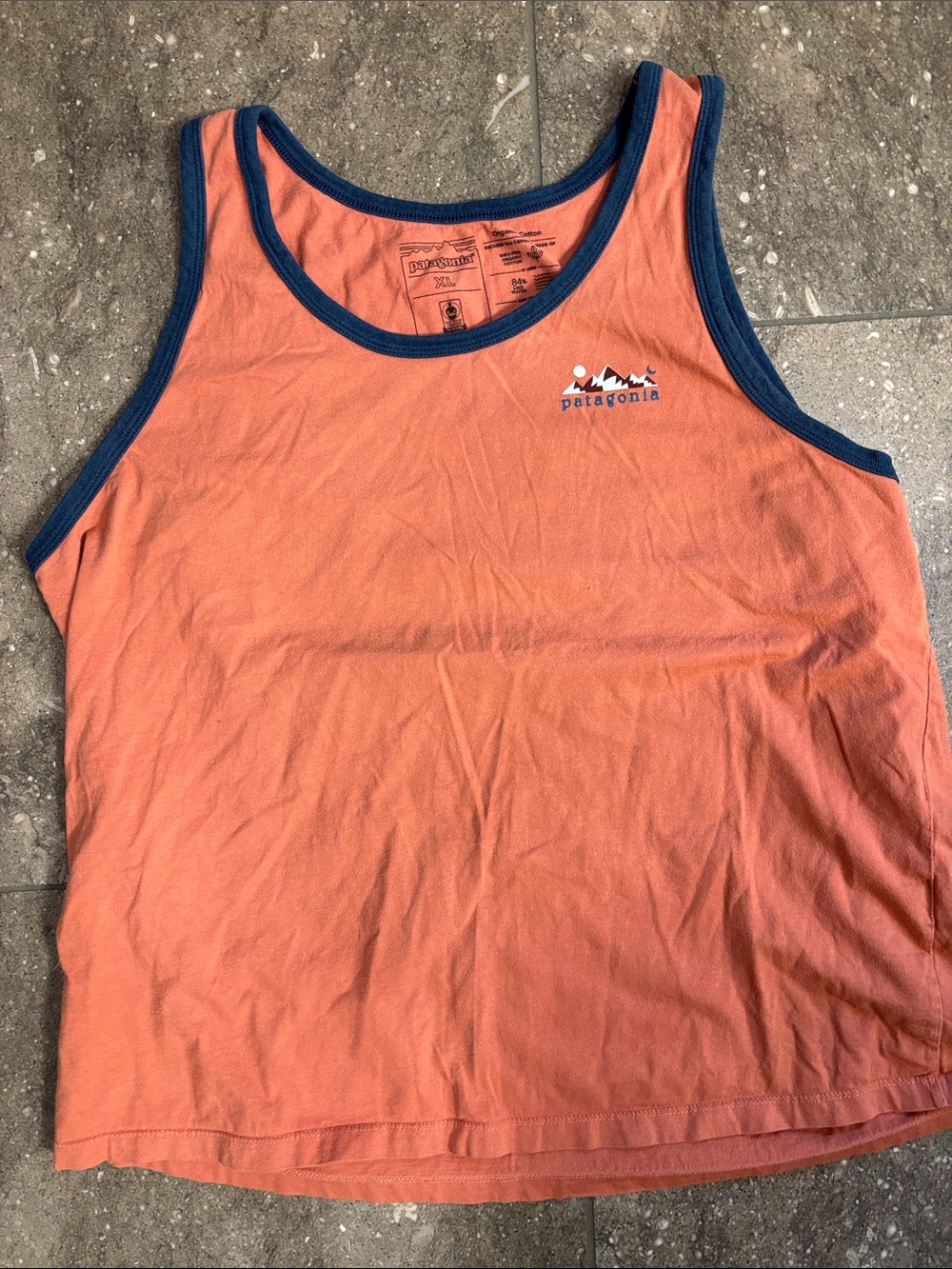 Patagonia organic cotton tank, orange, XL